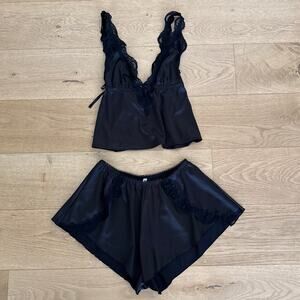 Kat The Label Lingerie Sleepwear Cami & Shorts Set Murphy Size XS Black